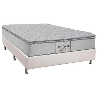 Cama Box Casal: Colchão Molas Probel MasterPocket Ensacadas Perfil Springs + Base CRC Courano Branco(138x188)