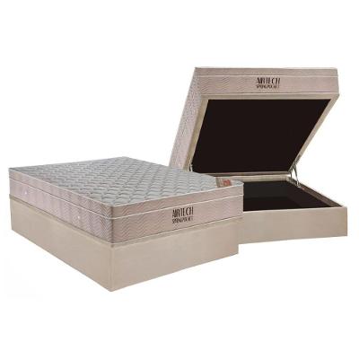 Cama Box Baú Casal: Colchão Molas Ensacadas Ortobom SuperPocket Fort Airtech Spring + Base CRC Suede Clean(138x188)