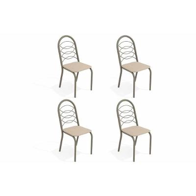 Kit 4 Cadeiras Sala Jantar Holanda 4C009NK  4 Un Níquel/Courano Nude - Kappesberg