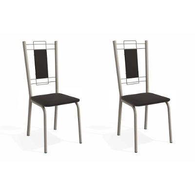Kit 2 Cadeiras Sala Jantar Florença 2C005NK  2 Un Níquel/Courano Preto - Kappesberg