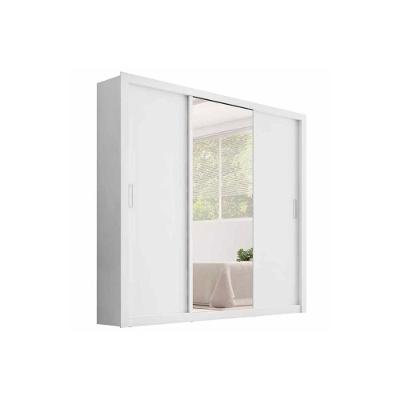 Guarda Roupa 3 Portas  de Correr e 2 Gavetas c/ Espelho Residence Branco - Demóbile