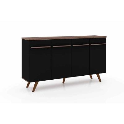 Buffet de Sala Jantar RT3133 4 Portas Preto/Rustico - Movelbento