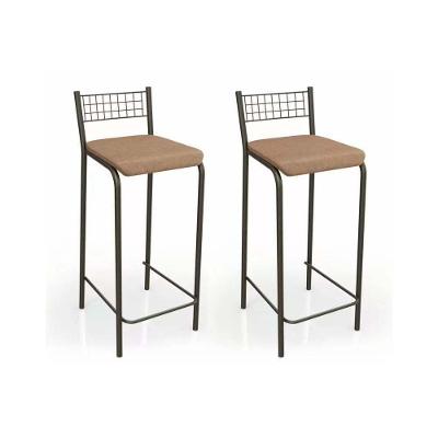 Banqueta Sala De Jantar Gênova 2B705Brz Kit 2 Un Bronze/Linho Capuccino - Kappesberg