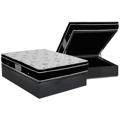 Cama Box Baú Casal: Colchão Molas Bonnel Ortobom Nanolastic Physical + Base CRC Suede Gray(138x188)