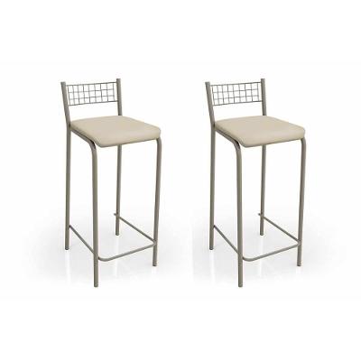 Banqueta Sala de Jantar Gênova 2B705NK Kit 2 Un Níquel/Courano Nude - Kappesberg