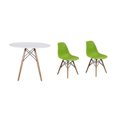 Mesa Jantar Eiffel 100cm Branca e 02 Cadeiras Charles Eames