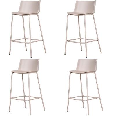 Kit 4 Banquetas Ipanema Alta Fratini 96 Cm (altura) Em Poliuretano (pu) Base Em Aço Nude