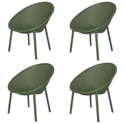 Kit 4 Poltronas Drops Rivatti Em Polipropileno Verde Base Desmontável Verde