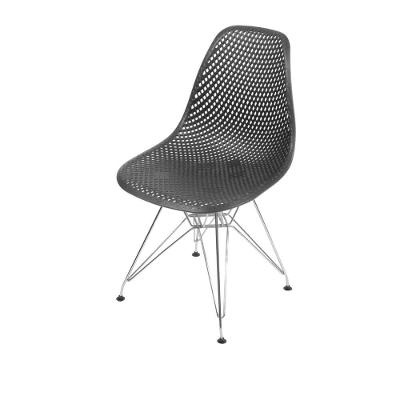 Cadeira Eames Dsr Colmeia Polipropileno Preta Base Metal Cromada