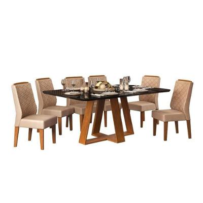 Sala De Jantar Mesa Freijó/Preto 6 Cadeiras Freijó/Kraft