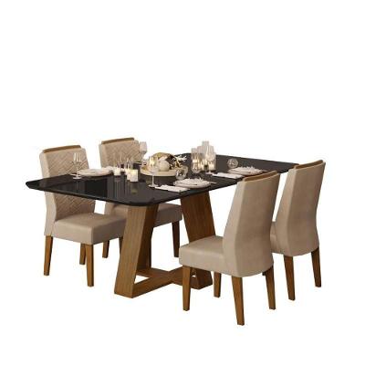 Sala De Jantar Mesa Freijó/Preto 4 Cadeiras Freijó/Kraft