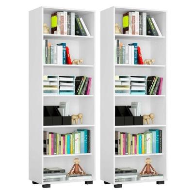 Kit 2 Estantes Livreiro Multifuncional 6 Prateleiras Branco