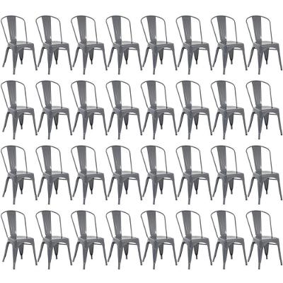 Kit 32 Cadeiras Iron Tolix Design Industrial Cinza Escuro