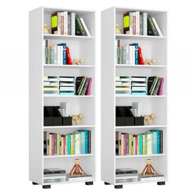Kit 2 Estantes Livreiro Multifuncional 6 Prateleiras Branco