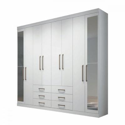 Guarda Roupa Casal 8 Portas E 6 Gavetas C/Espelho Branco