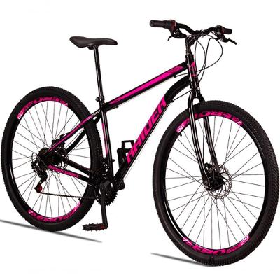 Bicicleta 29 Raider Sport Aço 21 Marchas Freio A Disco Preto+rosa