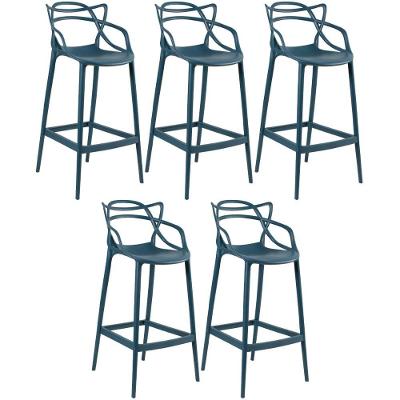 Kit 5 Banquetas Altas Masters Allegra 76 Cm Azul Petróleo Azul Petróleo
