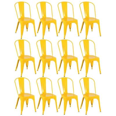 Kit 12 Cadeiras Design Industrial Amarelo