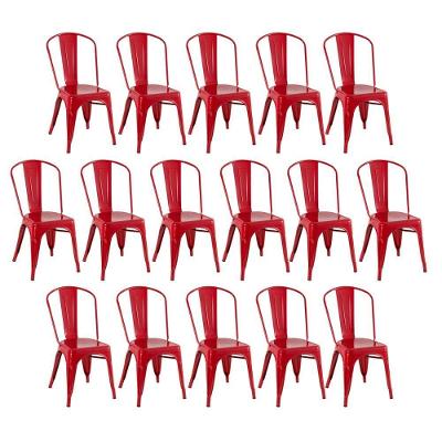 Kit 16 Cadeiras Design Industrial Vermelho