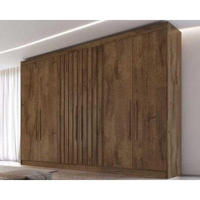Guarda Roupa Casal Potente 6 Portas C/ 2 Ripados E 6 Gavetas Braúna - Europa