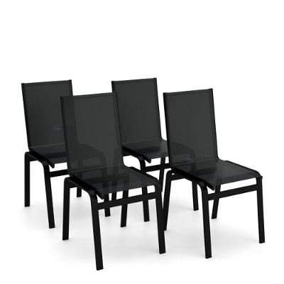 Kit 4 Cadeiras Jantar Gourmet Alumínio Preto Tela Preto