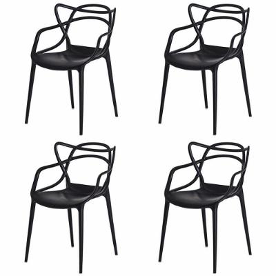 Kit 4 Cadeiras Para Sala De Jantar Allegra Empilháveis Pretas Preto