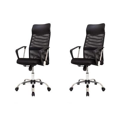 Kit 2 Cadeiras De Escritório Ergonômica Tela Mesh Preto
