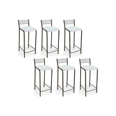 Banqueta Gênova B705 Kit 6 Un Bronze/Branco 106 - Kappesberg
