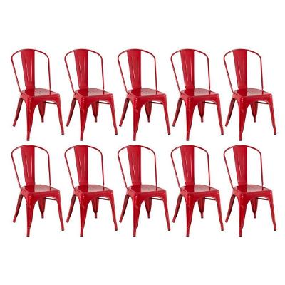 Kit 10 Cadeiras Design Industrial Vermelho