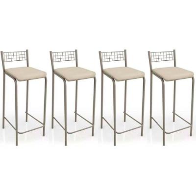 Banqueta Gênova B705 Kit 4 Un Niquel/Nude 16 - Kappesberg