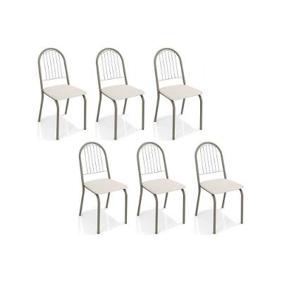 Cadeiras de Cozinha Noruega C077 Kit 6 Un Niquel/Branco 106 - Kappesberg