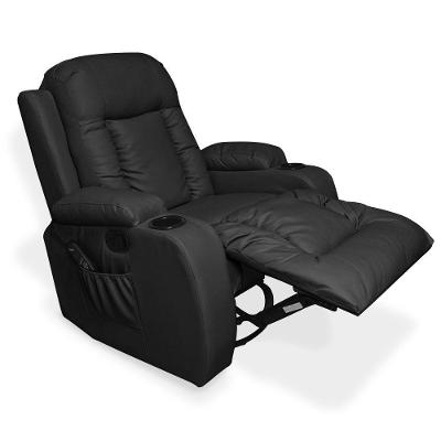 Poltrona Do Papai Com Massagem E Aquecimento Reclinável Austin Balanço Giratória Pu Preto G31
