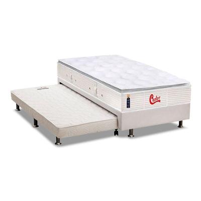 Cama Box c/Auxiliar Solteiro: Colchão Castor Pocket Castor Gold Star Vitagel SLX + Base CRC Courano Branco(88x188)