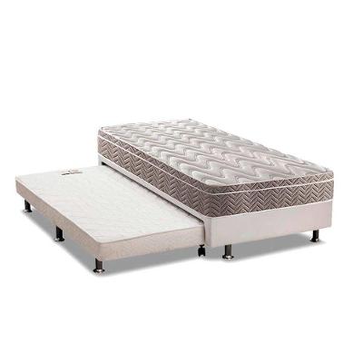 Cama Box c/Auxiliar Solteiro: Colchão Espuma Paropas  D28/EP Pasquale + Base CRC Courano Branco(88x188)