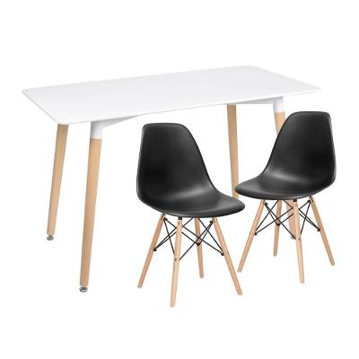Kit Mesa De Jantar Retangular + 2 Cadeiras Preto