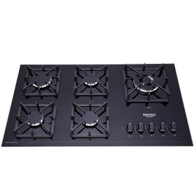 Cooktop A Gás 5 Bocas Preto Mesa De Vidro Dako Bivolt