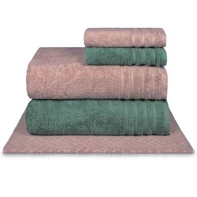 Jogo De Toalha Gigante Fio Penteado 5 Peças - Twist - Rosa + Verde