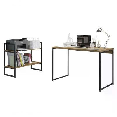 Conjunto Escritorio Mesa E Nicho Industrial Crome 02 Freijo Preto Kappesberg Freijo Preto