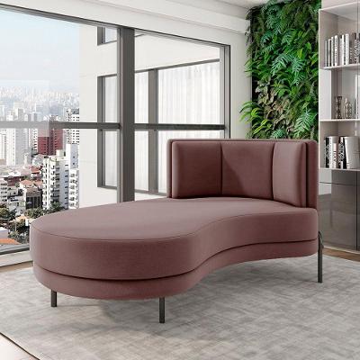 Sofá Chaise Lado Esquerdo Downey Sala De Estar Veludo Rosê G15 - Gran Belo