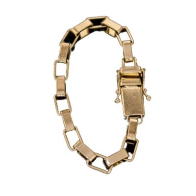 Pulseira Tijolinho Fecho Lateral Duplo 7mm Moeda Antiga