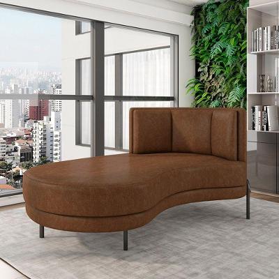 Sofá Chaise Lado Esquerdo Downey Sala De Estar Pu Marrom G15 - Gran Belo