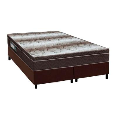 Cama Box Queen: Colchão Ortopédico Ortobom Light + Base CRC Courano Brown(158x198)