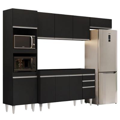 Armário De Cozinha Modulada 4 Peças Cp10 Balcão Sem Tampo Preto - Lumil