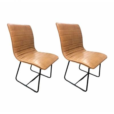 Conjunto 2 Cadeiras Cristal Sala De Jantar Em Couro Caramelo E Metal Preto
