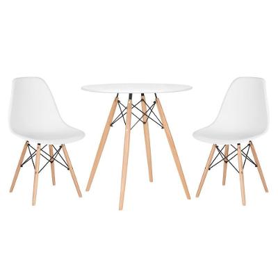 Mesa Redonda Eames 70 Cm Branco + 2 Cadeiras Eiffel Dsw Branco