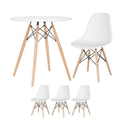 Mesa Redonda Eames 70 Cm Branco + 3 Cadeiras Eiffel Dsw Branco