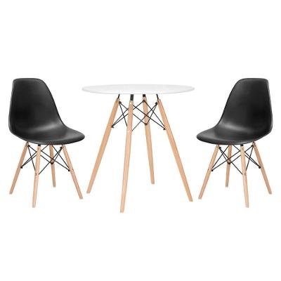 Mesa Redonda Eames 70 Cm Branco + 2 Cadeiras Eiffel Dsw Preto