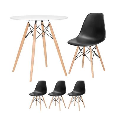 Mesa Redonda Eames 70 Cm Branco + 3 Cadeiras Eiffel Dsw Preto