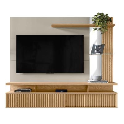 Painel Suspenso Para Tv Até 60" 2 Portas Ripadas Off White