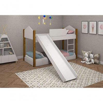 Beliche Infantil Luiza Branco Mel Com Pés Dois Colchões
